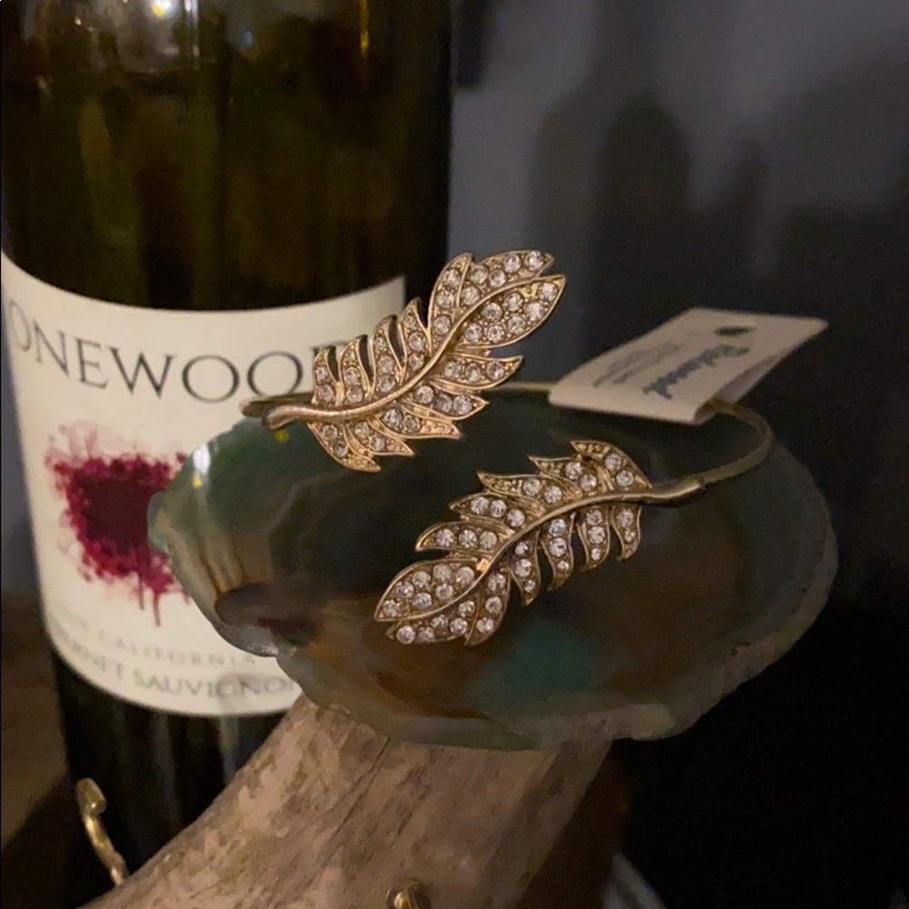 NWT Crystal leaf cuff bangle adjustable bracelet